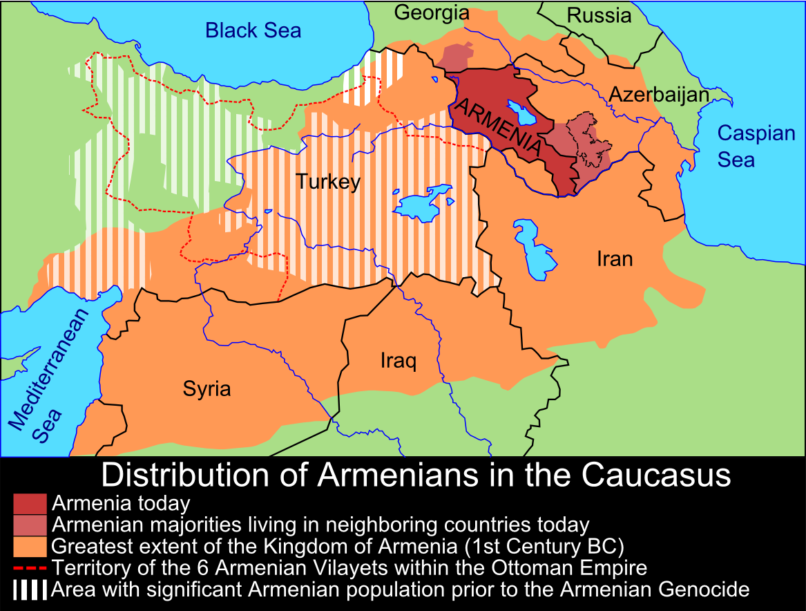 高加索地区的亚美尼亚人分布